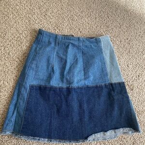 H&M Womens Patchwork Denim Skirt Size 2